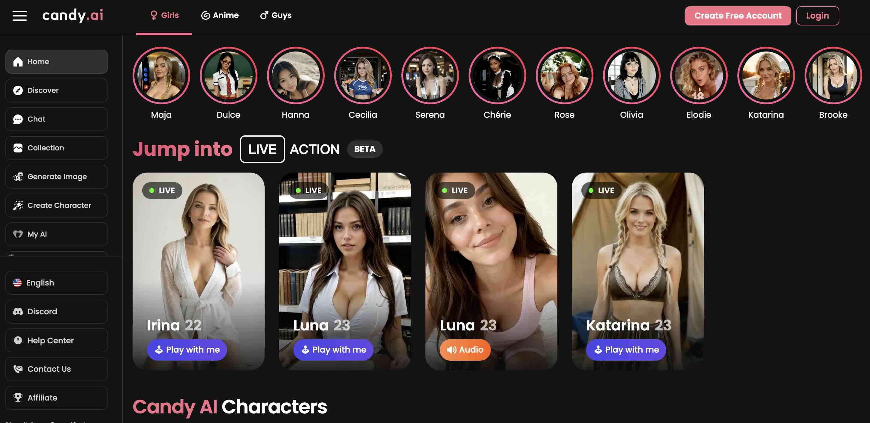 Candy.ai realistic AI girlfriend photo gallery and chat interaction